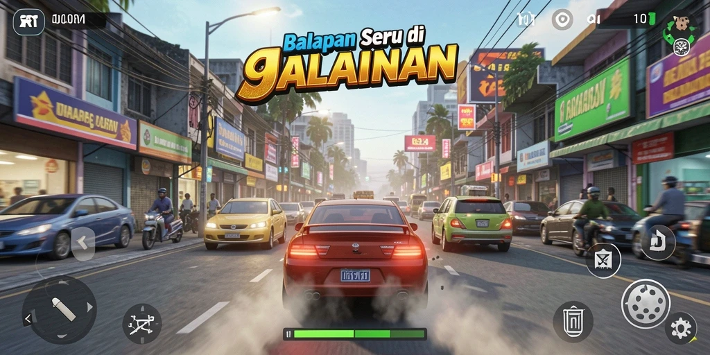 Gameplay Racing intens dengan grafik menawan di 5RT.