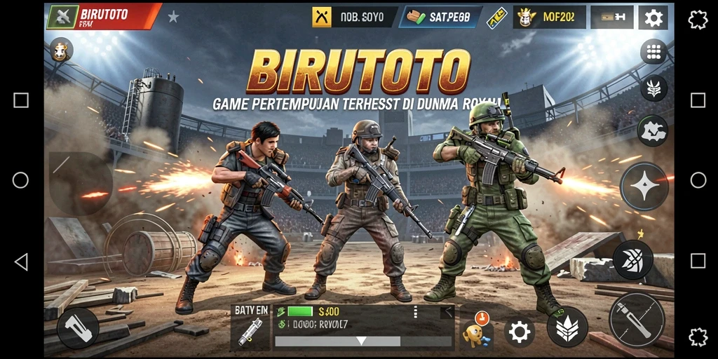 Gameplay seru BIRUTOTO dalam arena Battle Royale yang menegangkan.