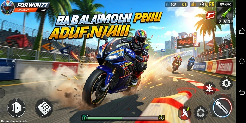 Gameplay intens di sirkuit balapan FORWIN77