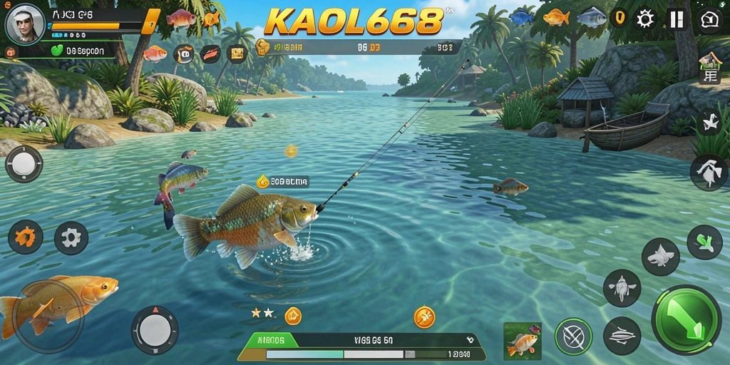 Tampilan menarik dari gameplay memancing yang seru di KAOL68.