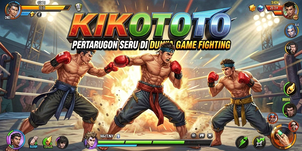 Screenshot KIKOTOTO menampilkan aksi pertarungan seru dengan karakter-karakter unik.