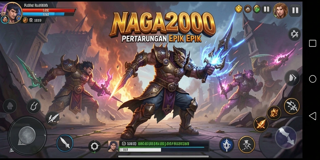 Tampilan pertempuran seru dalam gameplay NAGA2000.