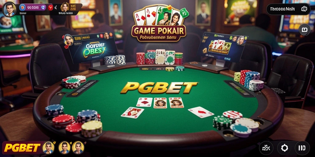 Tampilan gameplay PGBET dengan pemain yang bersaing di meja poker.