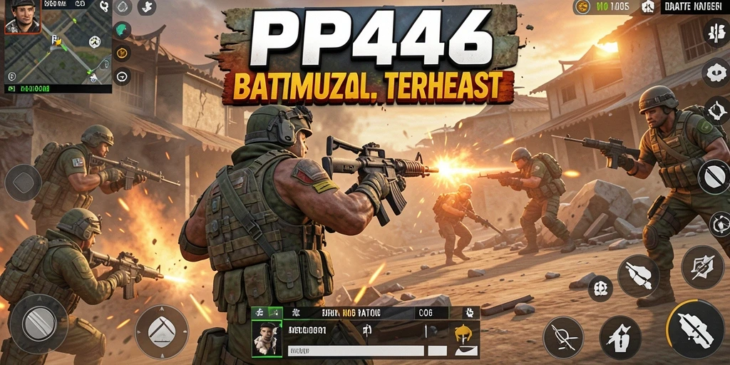 Tangkapan layar gameplay PP444 menampilkan pertempuran seru dalam arena Battle Royale.