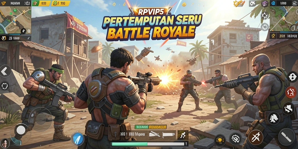 Screenshot RPVIP5 menampilkan aksi pertarungan seru dalam Battle Royale.