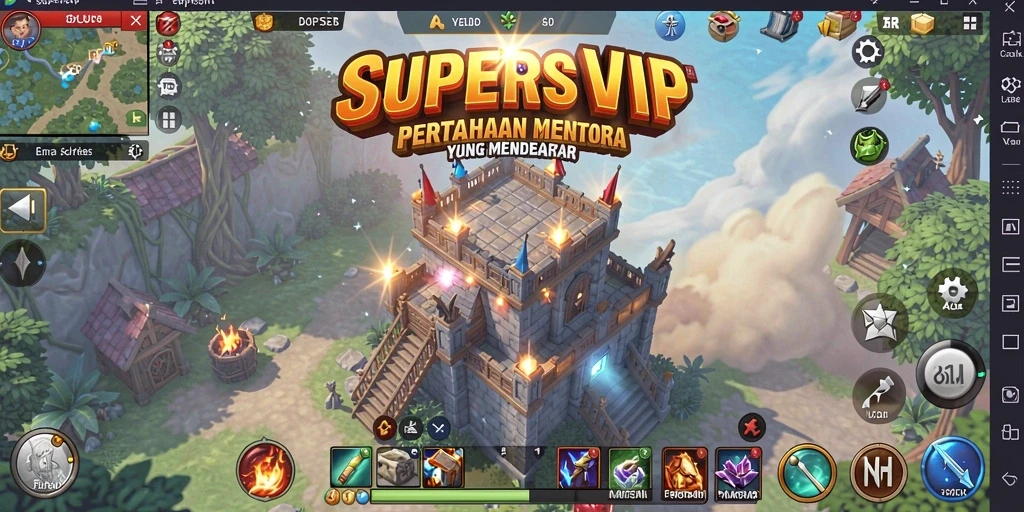 Screenshot menampilkan momen intens pertahanan menara di SUPERSVIP.