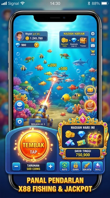 Tampilan utama aplikasi x88 yang mudah dinavigasi.